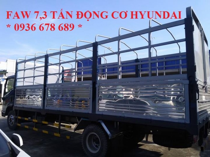 Xe tải thùng mui bạt Faw 7,3 tấn động cơ Hyundai,thùng dài 6,25m