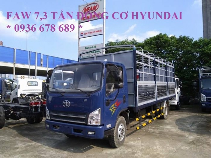 Xe tải thùng mui bạt Faw 7,3 tấn động cơ Hyundai,thùng dài 6,25m