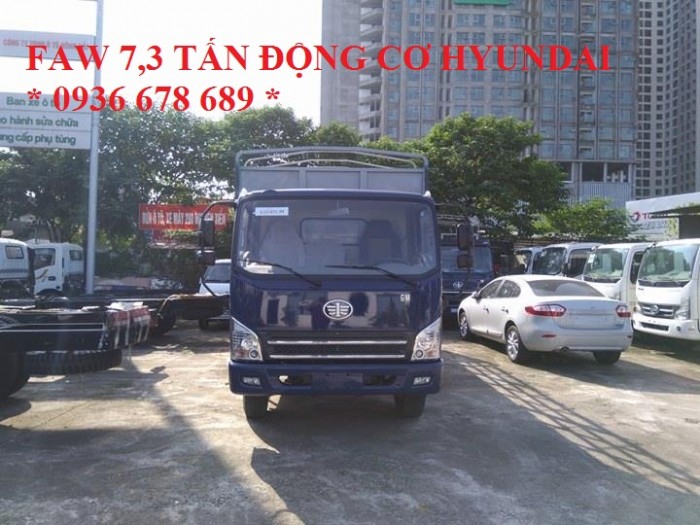 Xe tải thùng mui bạt Faw 7,3 tấn động cơ Hyundai,thùng dài 6,25m