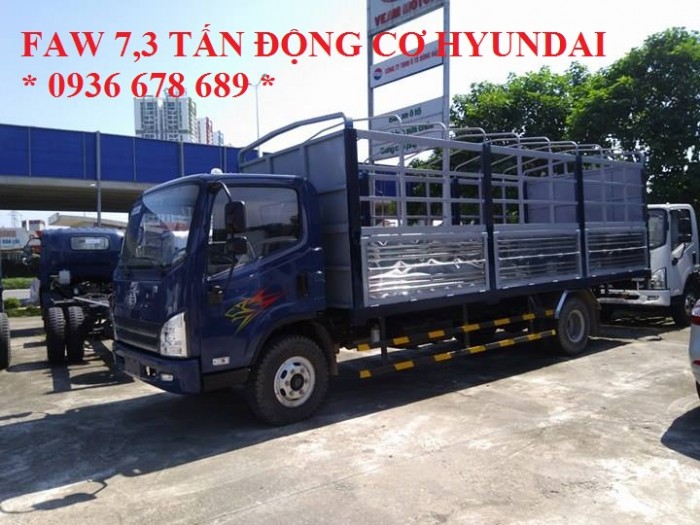 Xe tải thùng mui bạt Faw 7,3 tấn động cơ Hyundai,thùng dài 6,25m