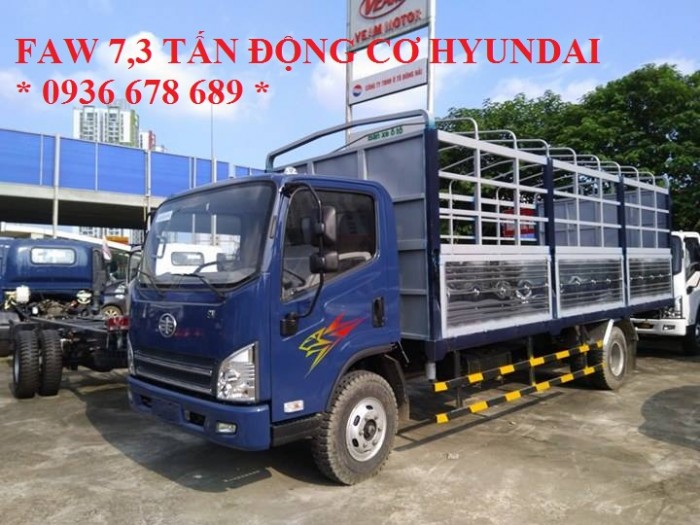 Xe tải thùng mui bạt Faw 7,3 tấn động cơ Hyundai,thùng dài 6,25m