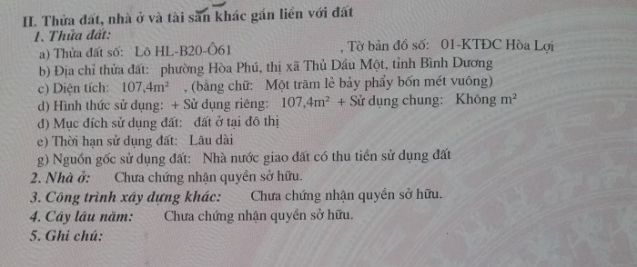 Lô góc 2 mặt tiền đường nhựa 16m KDC hòa lợi TDM