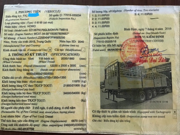 Bán xe tải howo 5 chân màu đỏ SX 2015