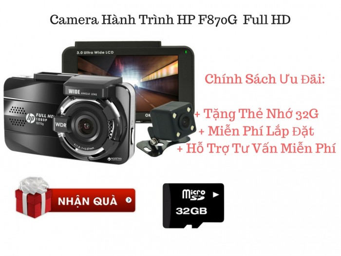 Camera hành trình HP-F870G Full HD 2 Camera Trước Sau, Cảnh báo làn đường, cảnh báo quá tốc độ - MSN388276