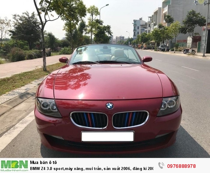 BMW Z4 3.0 sport,máy xăng, mui trần, sản xuất 2006, đăng kí 2009, màu đỏ