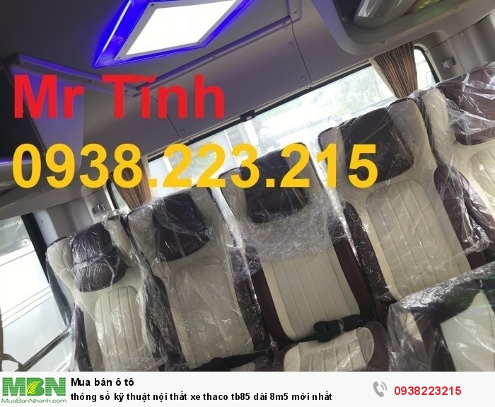 Thông số kỹ thuật nội thất xe Thaco tb85 dài 8m5 mới nhất