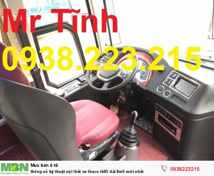 Thông số kỹ thuật nội thất xe Thaco tb85 dài 8m5 mới nhất