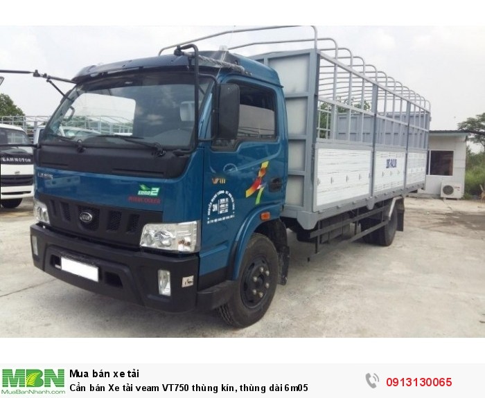 Cần bán Xe tải veam VT750 thùng kín, thùng dài 6m05