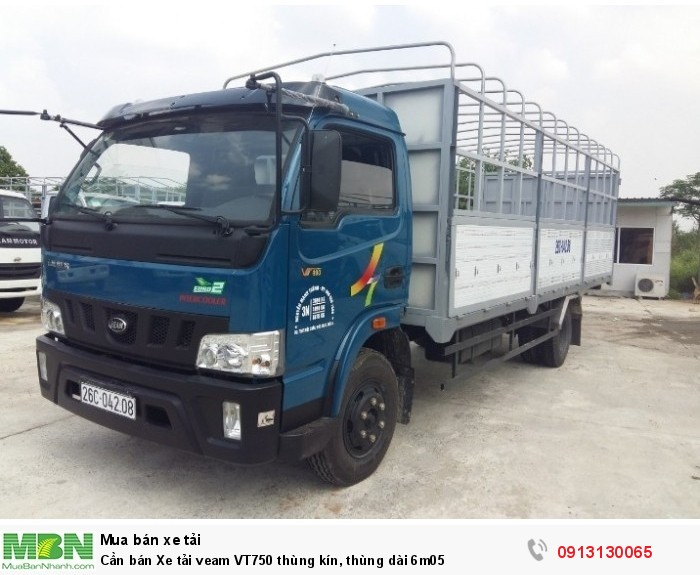 Cần bán Xe tải veam VT750 thùng kín, thùng dài 6m05