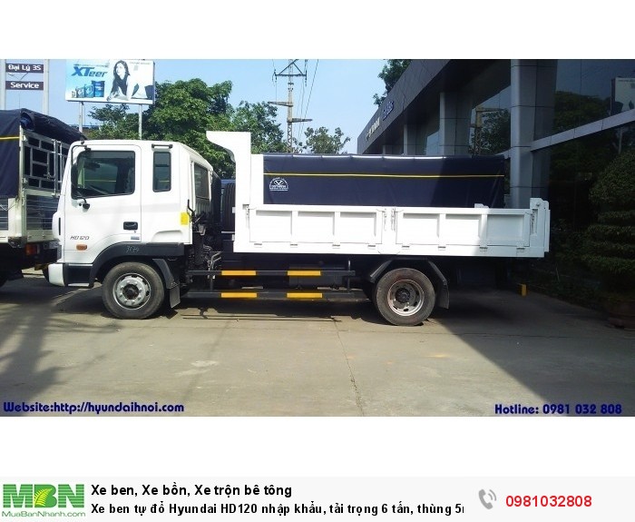 Xe ben tự đổ Hyundai HD120 nhập khẩu, tải trọng 6 tấn, thùng 5m3