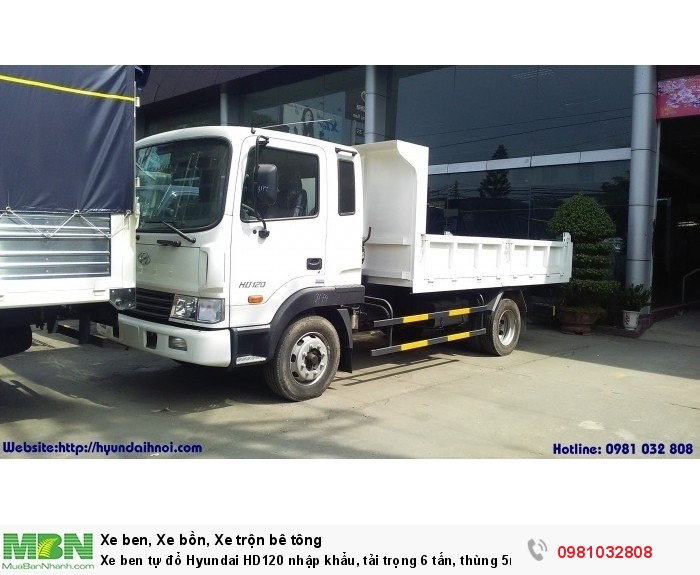 Xe ben tự đổ Hyundai HD120 nhập khẩu, tải trọng 6 tấn, thùng 5m3