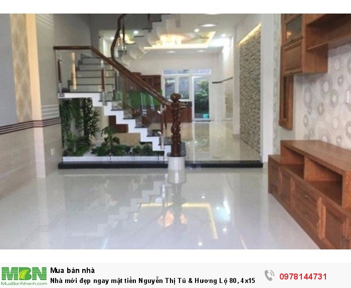 Nhà mới đẹp ngay mặt tiền Nguyễn Thị Tú & Hương Lộ 80, 4x15,5m, 1 lầu