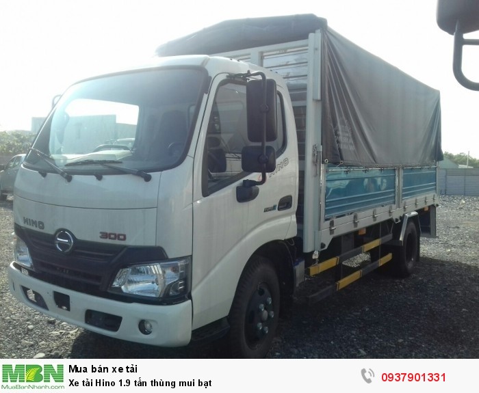 Xe tải Hino 1.9 tấn thùng mui bạt