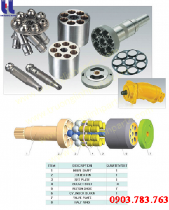 Ruột bơm thủy lực Piston A2F55 Rexroth-Uchida