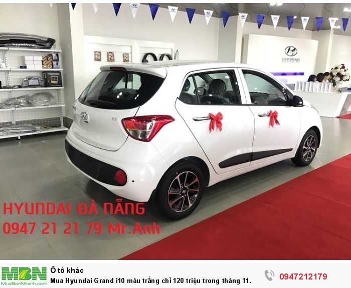 Mua Hyundai Grand i10 màu trắng chỉ 120 triệu trong tháng 11.