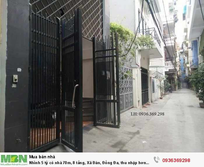 Nhỉnh 5 tỷ có nhà 70m, 8 tầng, Xã Đàn, Đống Đa, thu nhập hơn 30tr/tháng.