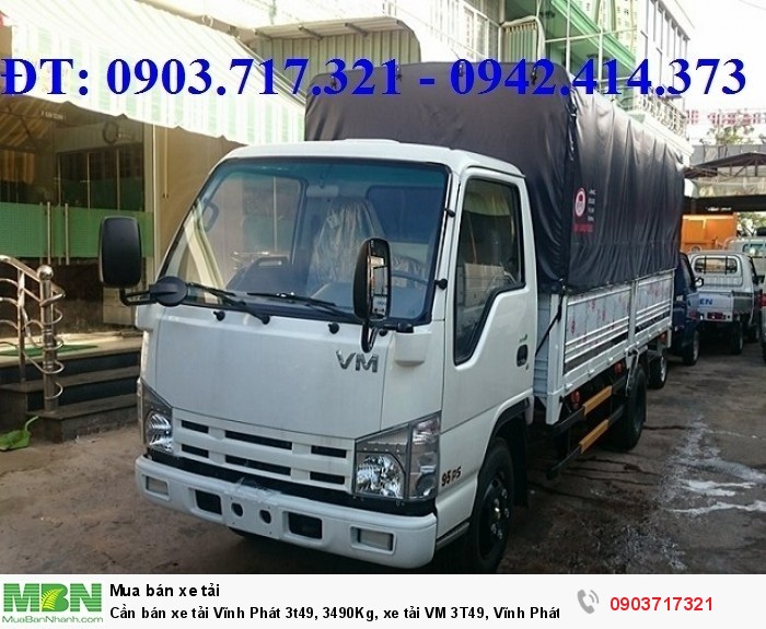 Cần bán xe tải Vĩnh Phát 3t49, 3490Kg, xe tải VM 3T49, Vĩnh Phát 3T5