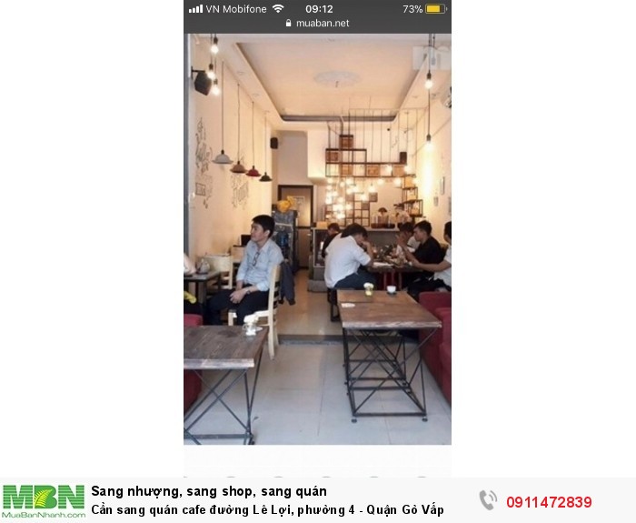 Cần sang quán cafe đường Lê Lợi, phường 4 - Quận Gò Vấp
