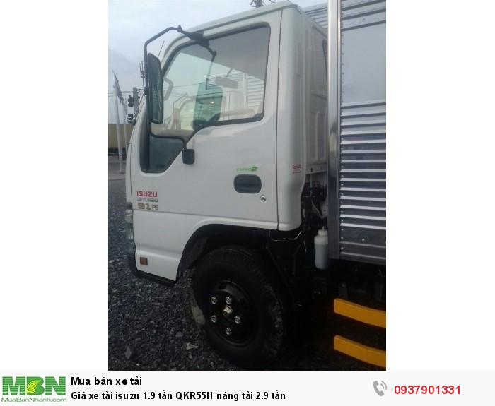 Giá xe tải isuzu 1.9 tấn QKR55H nâng tải 2.9 tấn