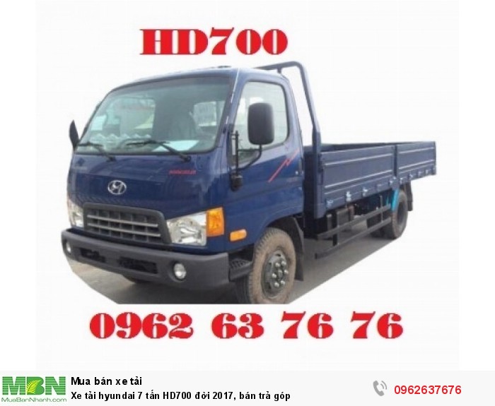 Xe tải hyundai 7 tấn HD700 đời 2017, bán trả góp