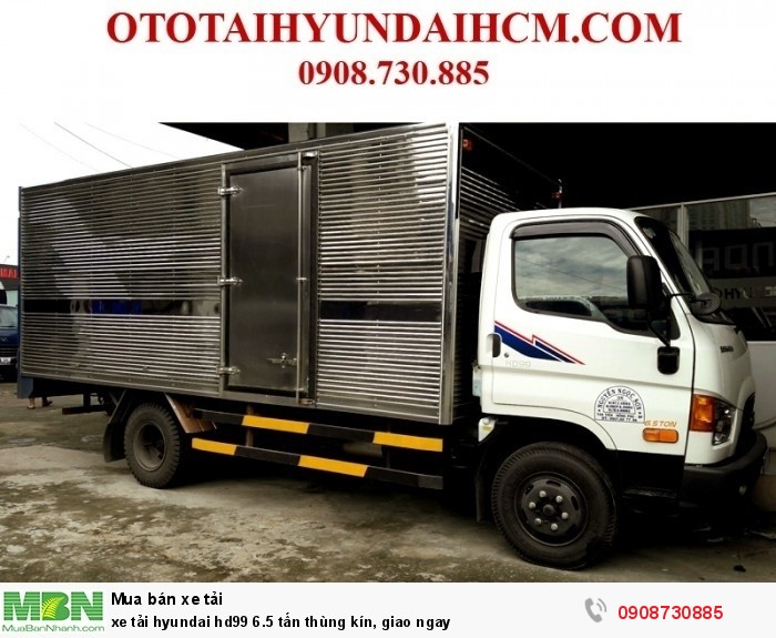 xe tải hyundai hd99 6.5 tấn thùng kín, giao ngay