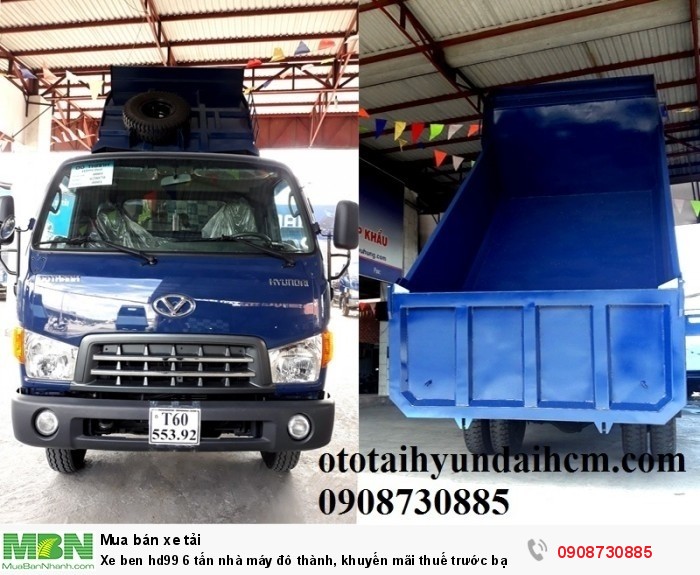Xe ben hd99 6 tấn nhà máy đô thành, khuyến mãi thuế trước bạ