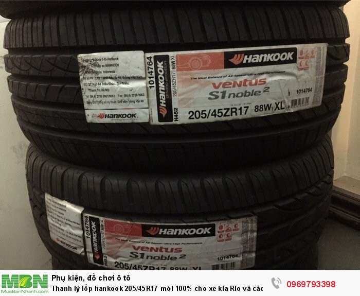 Thanh lý lốp hankook 205/45R17 mới 100% cho xe kia Rio và các xe cùng cỡ lốp