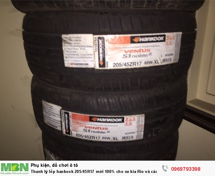 Thanh lý lốp hankook 205/45R17 mới 100% cho xe kia Rio và các xe cùng cỡ lốp