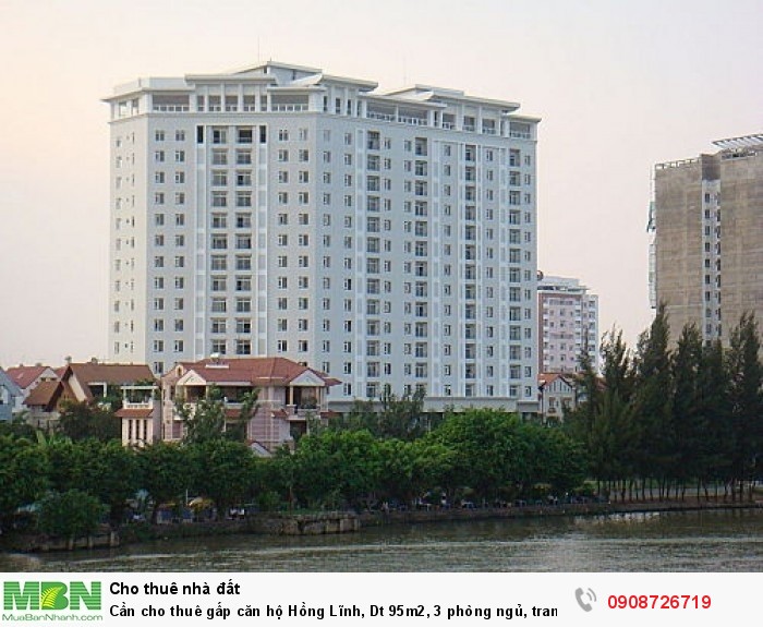 Cần cho thuê gấp căn hộ Hồng Lĩnh, Dt 95m2, 3 phòng ngủ, trang bị nội thất đầy đủ , nhà rộng thoáng mát