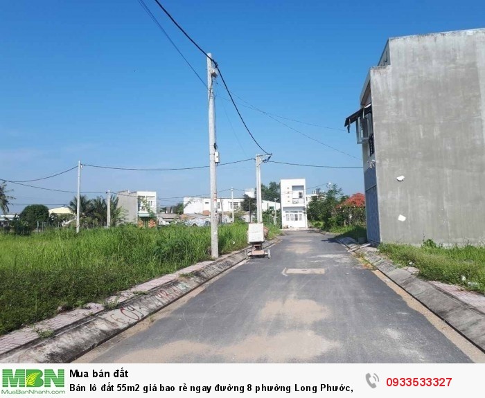 Bán lô đất 55m2 giá bao rẻ ngay đường 8 phường Long Phước, dân đông, thổ cư, sổ riêng
