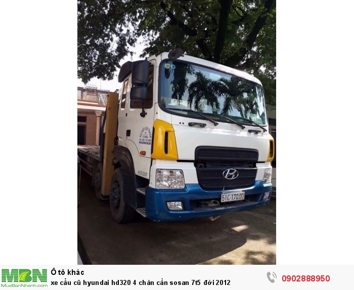 xe cẩu cũ hyundai hd320 4 chân cần sosan 7t5 đời 2012