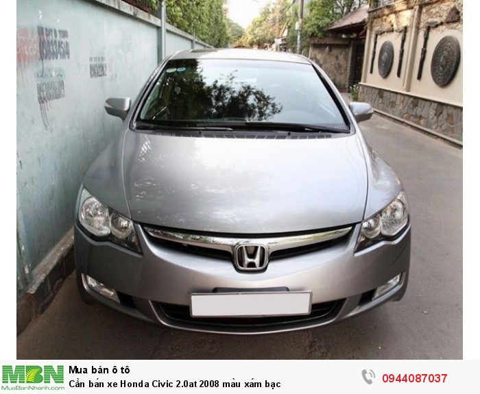 Cần bán xe Honda Civic 2.0at 2008 màu xám bạc