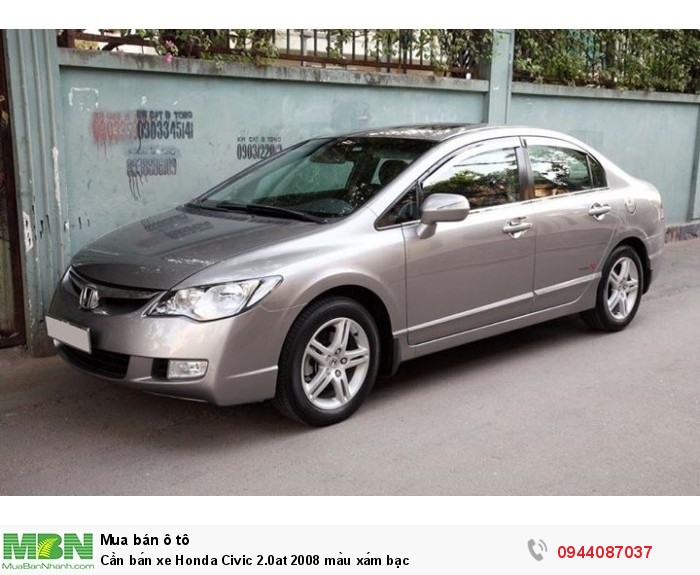 Cần bán xe Honda Civic 2.0at 2008 màu xám bạc