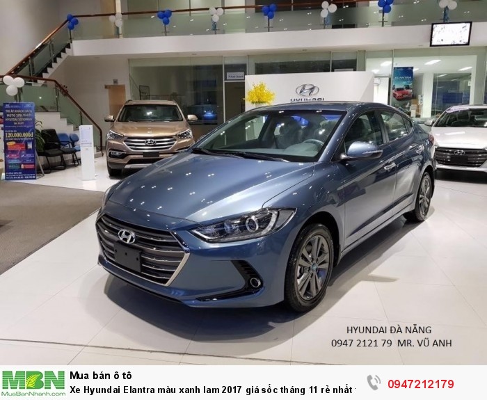 Xe Hyundai Elantra màu xanh lam 2017 giá sốc tháng 11 rẻ nhất thị trường