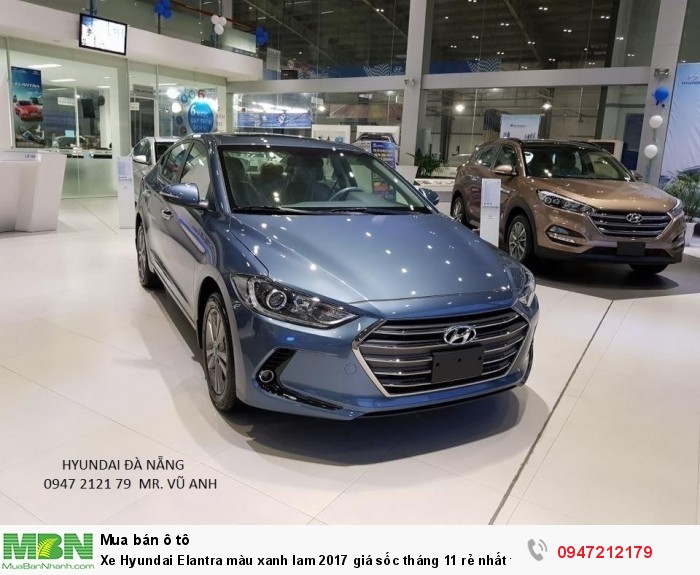Xe Hyundai Elantra màu xanh lam 2017 giá sốc tháng 11 rẻ nhất thị trường