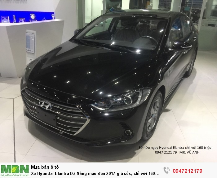 Xe Hyundai Elantra Đà Nẵng màu đen 2017 giá sốc, chỉ với 160 triệu rẻ nhất thị trường