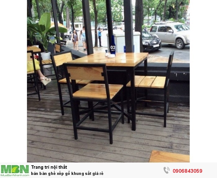 bán bàn ghế xếp gỗ khung sắt giá rẻ1
