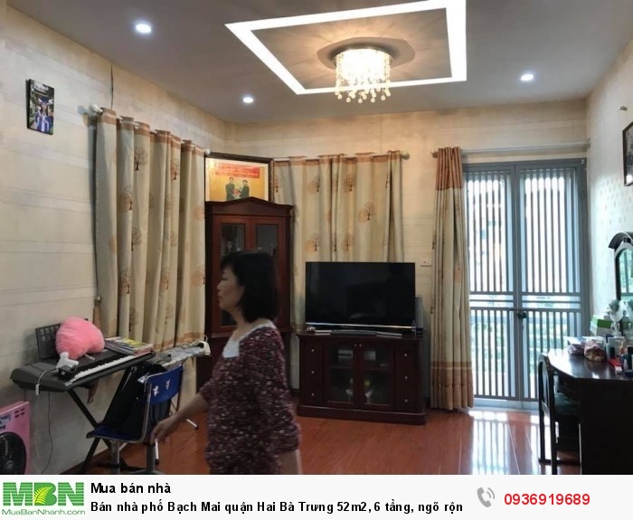 Bán nhà phố Bạch Mai quận Hai Bà Trưng 52m2, 6 tầng, ngõ rộng gần phố