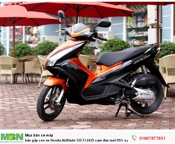 bán gấp con xe Honda AirBlade 125 Fi 2k15 cam-đen mới 95% nguyên zin
