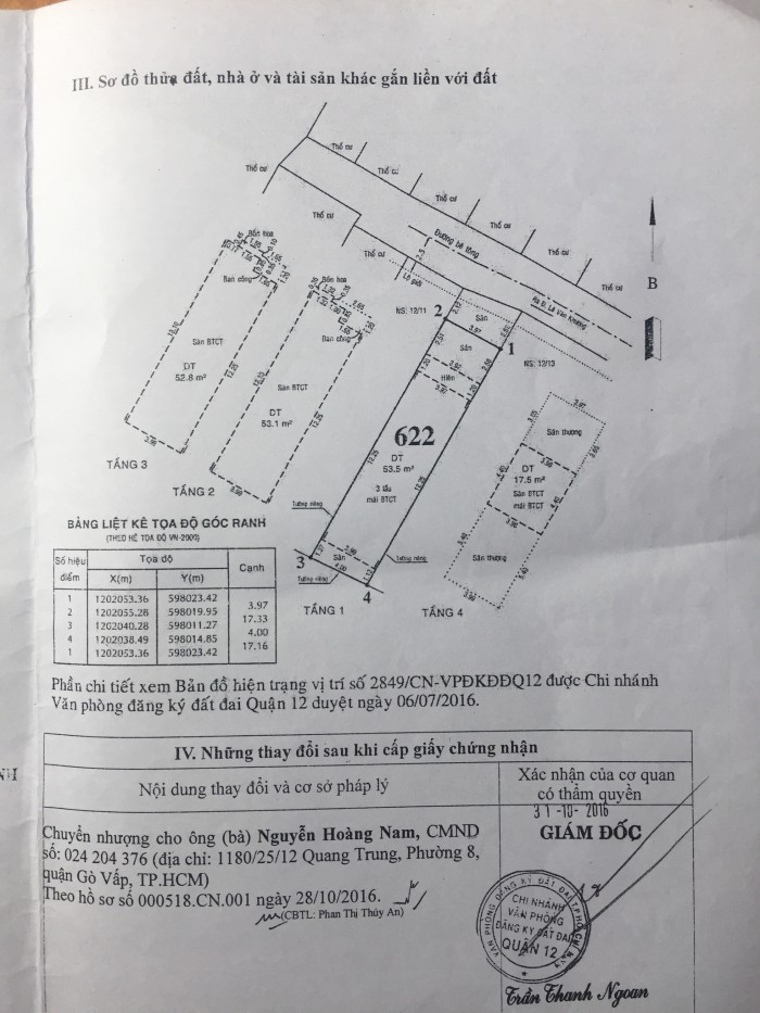 Bán Nhà Đường HT 35, Phường Hiệp Thành, quận 12, 4 x 20m, 1 trệt + 3 Lầu