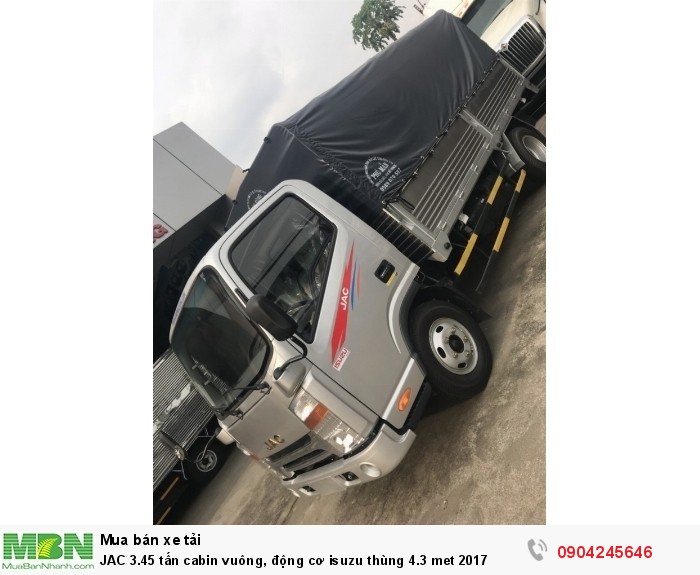 JAC 3.45 tấn cabin vuông, động cơ isuzu thùng 4.3 met 2017