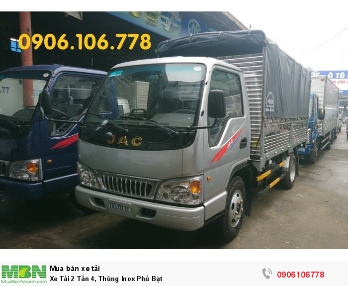 Xe Tải 2 Tấn 4, Thùng Inox Phủ Bạt