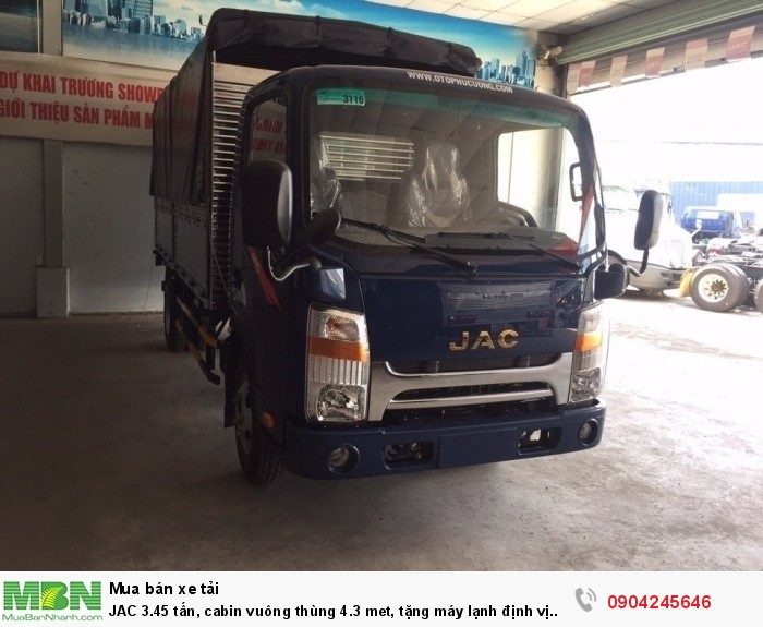 JAC 3.45 tấn, cabin vuông thùng 4.3 met, tặng máy lạnh định vị theo xe