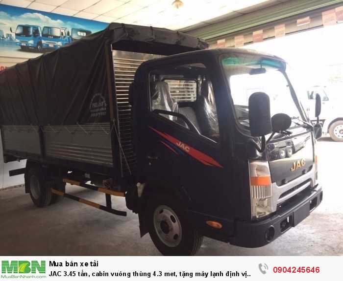 JAC 3.45 tấn, cabin vuông thùng 4.3 met, tặng máy lạnh định vị theo xe