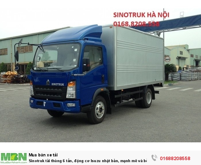 Sinotruk tải thùng 6 tấn, động cơ Isuzu nhật bản, mạnh mẽ và bền bỉ.