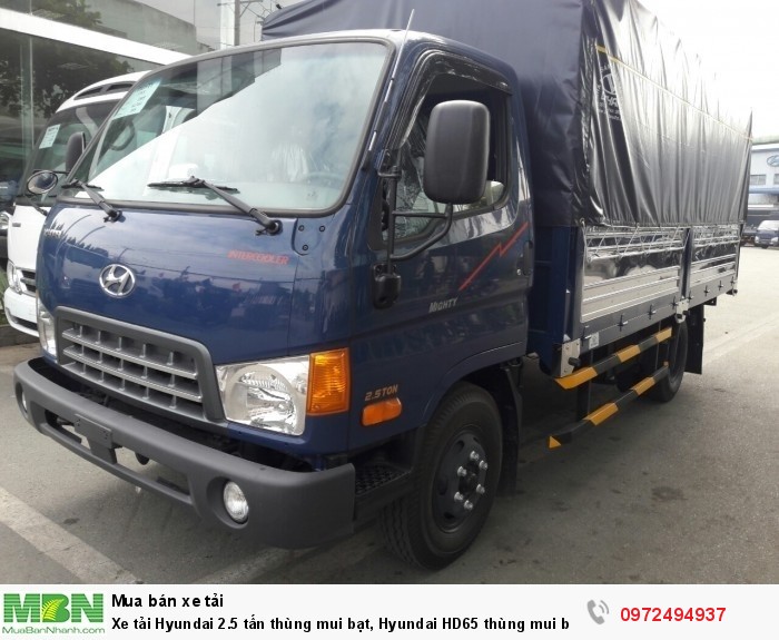 Xe tải Hyundai 2.5 tấn thùng mui bạt, Hyundai HD65 thùng mui bạt