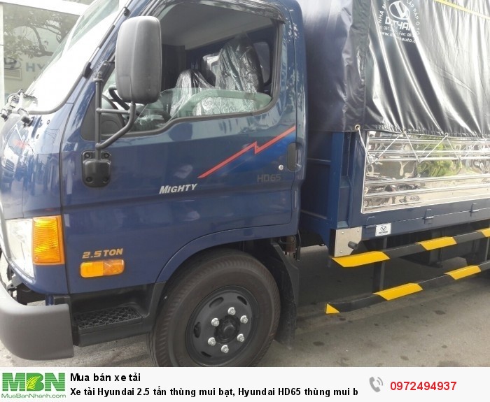 Xe tải Hyundai 2.5 tấn thùng mui bạt, Hyundai HD65 thùng mui bạt