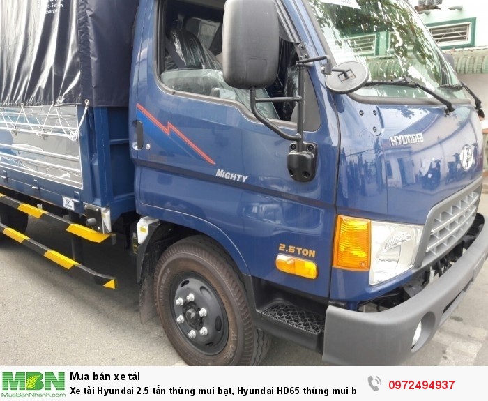 Xe tải Hyundai 2.5 tấn thùng mui bạt, Hyundai HD65 thùng mui bạt