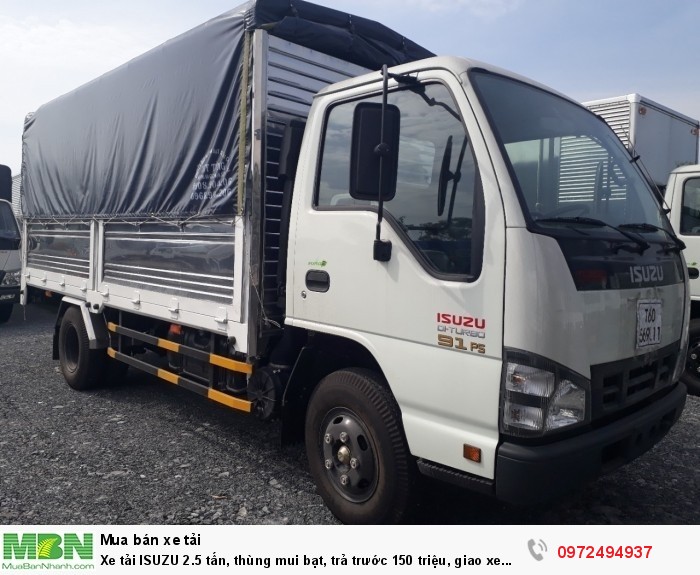 Xe tải ISUZU 2.5 tấn, thùng mui bạt, trả trước 150 triệu, giao xe ngay