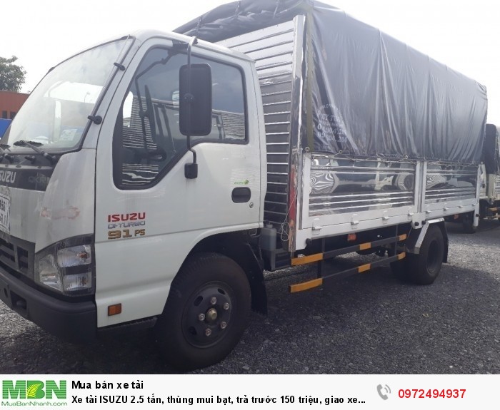 Xe tải ISUZU 2.5 tấn, thùng mui bạt, trả trước 150 triệu, giao xe ngay